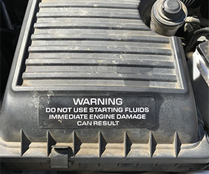 do not use starting fluid label